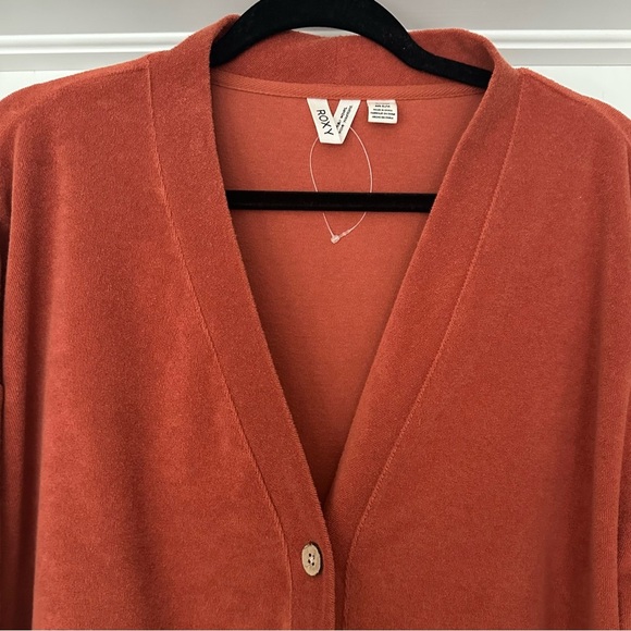 Roxy Three's Company Boxy Cardigan Baked Clay Burnt Orange Size XL - Picture 4 of 10